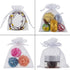HRX Package 100pcs White Organza Jewelry Bags, Drawstring 3 x 4 inch Mini Candy Pouches for Small Presents, Jewelry