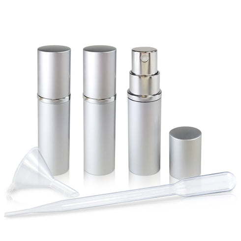 L'AUTRE PEAU Refillable Fine Mist Perfume & Cologne Atomizers with Metallic Exterior & Glass Interior - 5ml Portable