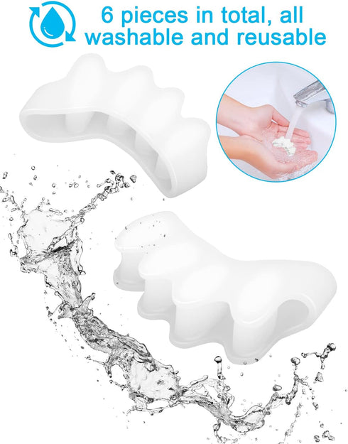 Soft Toe Spacers for Correct Toes Alignment, 3 Pairs Gel Separators Bunion Corrector for Children Foot Pain Relief