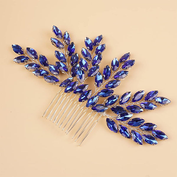 Kercisbeauty Something Blue Crystal Hair Comb - Jewelry for Wedding Brides Bridesmaid, Sparkly Silver Hair Accessories