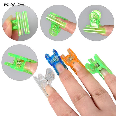 KADS Nail Extension Clips, 5pcs C Curve Pinching Clips, Multi-functional Clamp, 4 Colors for Acrylic Nails