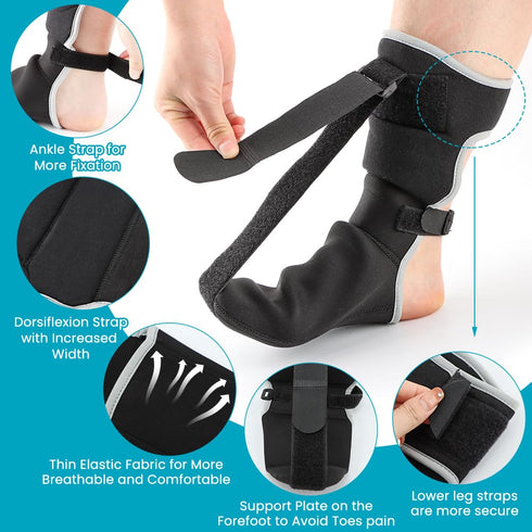 QWLWBU Plantar Fasciitis Night Splint Sock with Arch Supports,Adjustable Plantar Fasciitis Brace for Foot Drop, Heel