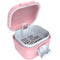 ARGOMAX Portable Leak Proof Denture Bath Cup, Soaking Box with Strainer for Dentures and Braces (Pink + White)