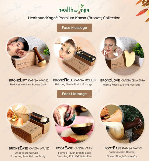 HealthAndYoga FootEase Kansa Vatki Bowl - Bronze Cup - Ayurveda Foot Detox Massager Flamed Sanded Surface
