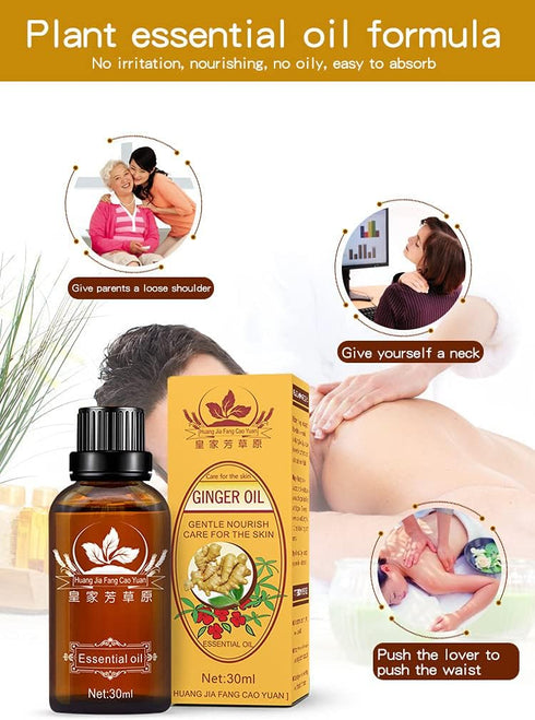 Meifen 3 Pack Lymphatic Drainage Ginger Oil, Ginger Massage Oil to Promote Blood Circulation,Suitable for Body Massage