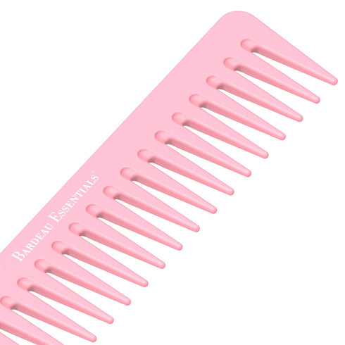 Pink Carbon Wide Tooth Comb for Curly and Straight Hair (7 inch) - Professional Detangling Comb for Styling