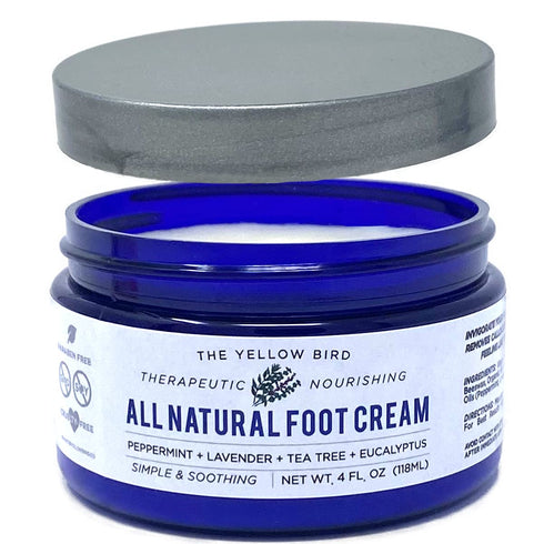 Yellow Bird Natural Foot Cream, Organic Athlete’s Foot Balm, Moisturizer for Heel Care & Callus Treatment