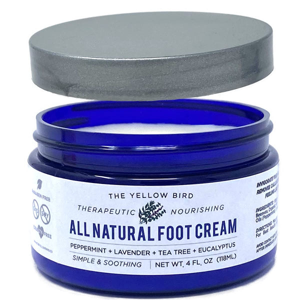Yellow Bird Natural Foot Cream, Organic Athlete’s Foot Balm, Moisturizer for Heel Care & Callus Treatment