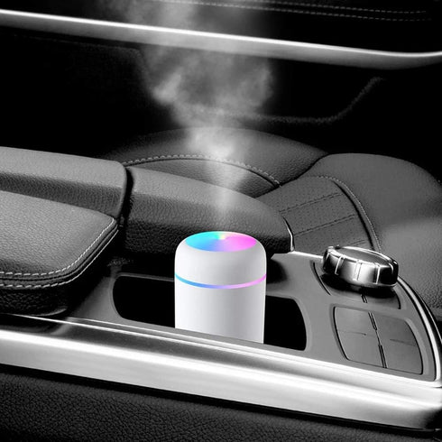 2 in 1 USB Electric Aromatherapy Oil Diffuser, Ultrasonic Air Humidifier, Colorful Light for Home and Car (Pink)