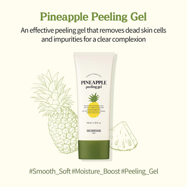 SKINFOOD Pineapple Peeling Gel, 3.38 fl.oz. (100ml), Pineapple & Aloe AHA Deep Facial Exfoliating Gel