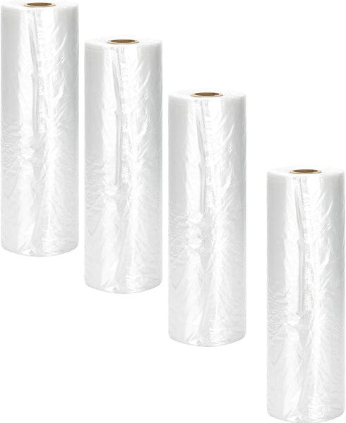 MBLABEL 12" X 16" Plastic Bags for Food Storage, 4 Rolls Clear Plastic