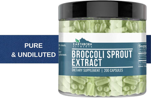 Earthborn Elements Broccoli Extract, 200 Capsules, Pure & Undiluted with No Additives