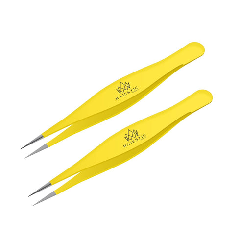 Majestic Bombay Fine Point Tweezers for Women and Men, Sharp Needle Nose Surgical Tweezers for Hair Removal