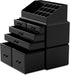 READAEER 3 Pieces Makeup Organizer with 6 Drawers for Cosmetic Storage (Black)