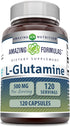 Amazing Formulas L-Glutamine 500mg Supplement, 120 Capsules, Non-GMO, Gluten Free, Made in USA
