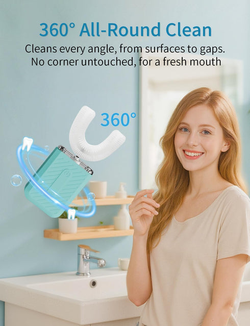 WILDWELLO 48,000 4 60-Second U-Shaped Electric Toothbrush, VPM, Modes, Clean, Magnetic Contact Charging