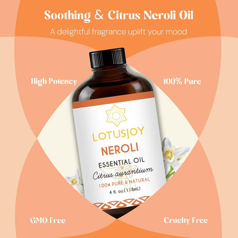 Neroli Essential Oil 4 Oz, Premium 100% Pure & Natural Aromatherapy Oil for Beauty Home Care