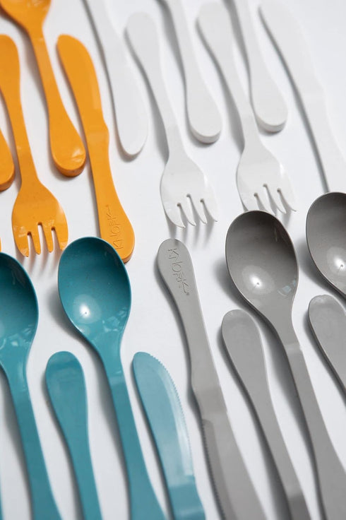 Knork Eco Spoon Cutlery Set, 12 Piece Bamboo Reusable Flatware (12 Eco Spoons) in Blue