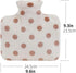 TIANYIA 1.2L Pack Reusable Large Hot Water Bottle, Classic PVC Hot Water Bag with Polka Dots Faux Fur Cover, Hot