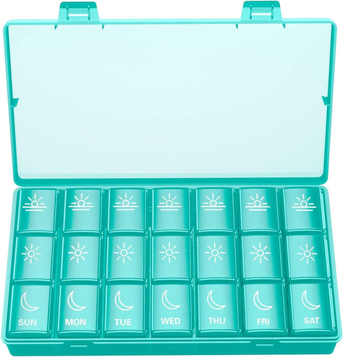 BUG HULL Weekly Pill Organizer 3X a Day, Daily 7 Day Travel Pill Case Container for Vitamins and Supplements