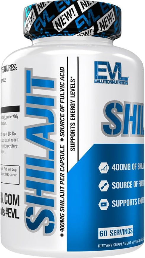 Evlution Nutrition Shilajit Extract 400mg - Vegetarian Capsules for Energy Support, 60 Servings