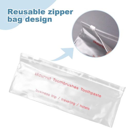 Disposable Toothbrushes with Toothpaste, Travel Kit with Plastic Zip Bag, Individually Wrapped Bulk Toothbrush (20)