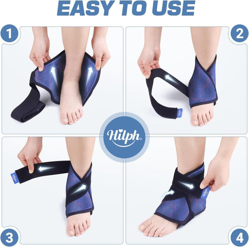 Hilph Ankle Heel Ice Pack Wrap, Reusable Foot Gel Ice Pack for Swelling & Achilles Tendonitis, Hot Cold Compression