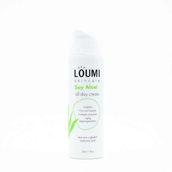 LOUMI Skincare Lightweight Hydrating Aloe Face Cream with Aloe Vera, Algae, and Hyaluronic Acid for Softening and
