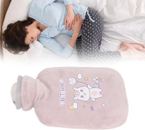 500ML Hot Water Bottle, Hot Water Bag for Pain Relief Menstrual Cramps, Hot Cold Compress, Hand Feet Warmer, Hot Water Bottle with Soft Cover ()
