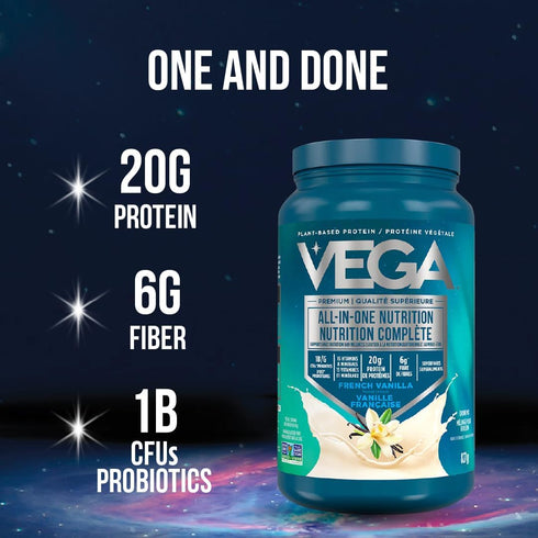 Vega Organic All-in-One Vegan Protein Powder, French Vanilla - 12.2 oz, Superfood Ingredients