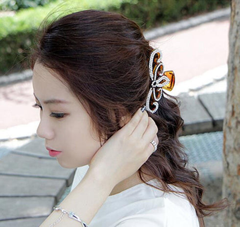 Suoirblss Women Lady Rhinestones Large Hair Claw Clip - Thick Hair Accessories (Brown)