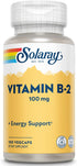SOLARAY Vitamin B-2 Riboflavin 100 mg with Aloe Vera, 100 CT for Healthy Energy Metabolism