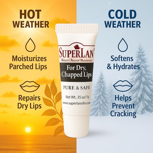 Organic Lanolin Lip Balm - Lip Repair for Hot/Dry Weather, Natural Nipple Cream, Moisturizer for Cracked Lips