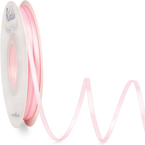 Ribbli Light Pink Double faced Satin Ribbon,1/8” x Continuous 50 Yards,Use for Bows Bouquet,Gift Wrapping,Baby Shower,Floral Arrangement by Ribbli