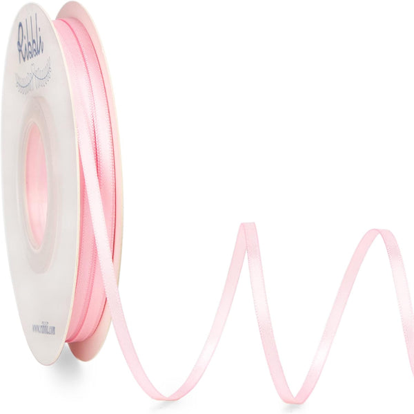 Ribbli Light Pink Double faced Satin Ribbon,1/8” x Continuous 50 Yards,Use for Bows Bouquet,Gift Wrapping,Baby Shower,Floral Arrangement by Ribbli