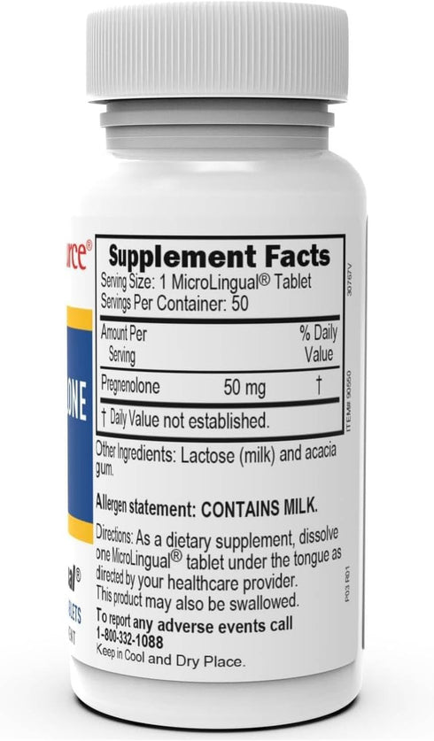 Superior Source Pregnenolone 50 mg - Hormonal & Brain Health Support Supplement - 50 Instant Dissolve Tablets