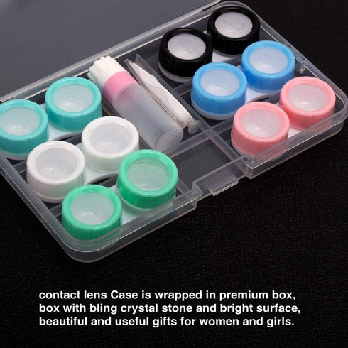 6 Pack Contact Lens Case, Portable Spin Top Cases with Remover Tool for Travel & Home