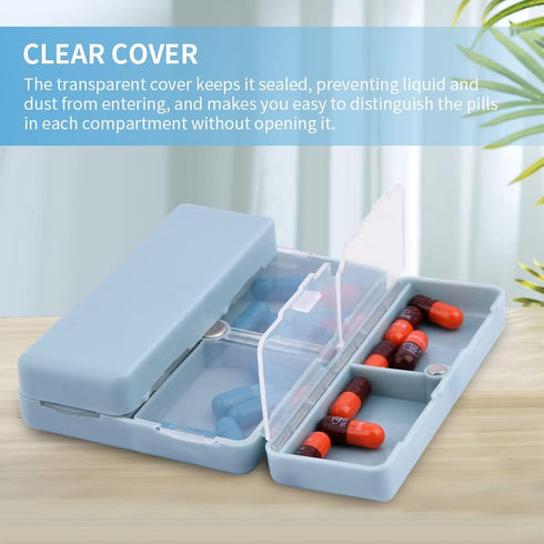 Meluvora 2 7 Pcs Travel Pill Organizer, Pocket Pharmacy with Compartments Design, Magnetic Travel Box Pill Dispenser