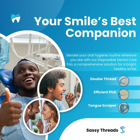 3-in-1 Complete Dental Care Set, Double Thread Floss Picks, Toothpicks, and Tongue Scraper for On-The-Go Oral Hygiene