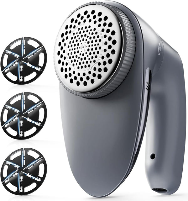 POPCHOSE Fabric Shaver, Rechargeable Lint Remover Defuzzer for Clothes, Sweater, Furniture, Couch, Cashmere (Two 6-Leaf