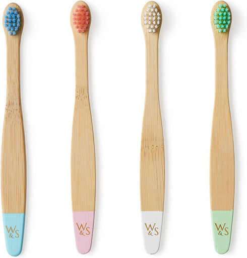 Wild & Stone Organic Baby Bamboo Toothbrushes, 4 Pack, Soft Bristles, 100% Compostable Handle, Vegan