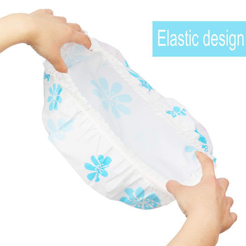 Shower Caps, 3 Pcs Waterproof Bath Caps with Elastic Band, Reusable Bath Hair Hat for Women Ladies Spa Salon