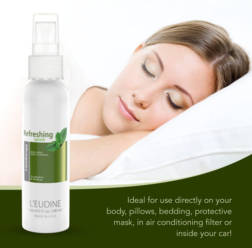 L'EUDINE Refreshing Splash with Eucalyptus Oil, Body & Room Spray, Mint and Aloe Infused (4.0 fl oz)