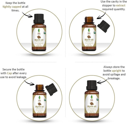 SVA Myrrh Essential Oil Organic – 1/3 Fl Oz – 100% Natural for Diffuser, Hair Care, Aromatherapy