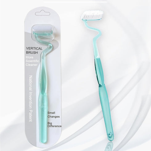 Soft S-Shaped Manual Toothbrush for Adults - Nano Floss Bristles Vertical Tooth Brush (1 Green)