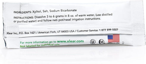 Packets 50 Count (Pack 2) Xlear Natural Xylitol Sinus Rinse Refill, Neti Pot Saline - Nose Cleaner for Fast Pressure