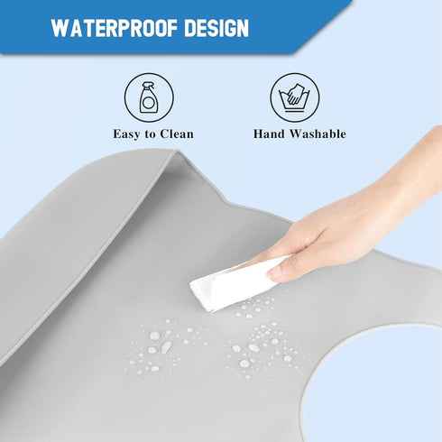 LARGE SIZE Silicone Adult Bib, Washable Bib for Men & Women, Waterproof Bibs for Elderly with Crumb Catcher, Adjustable