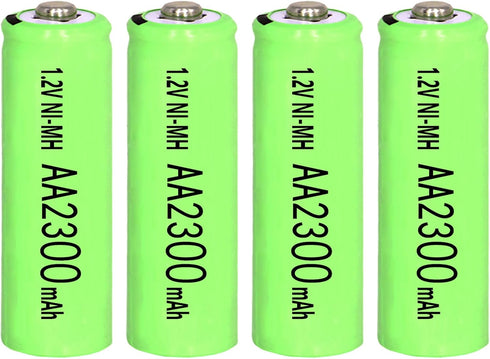 4 Packs Ni-MH AA 2300mAh Rechargeable Batteries, 1.2V Double A High Capacity for microphones, TV remotes, gaming
