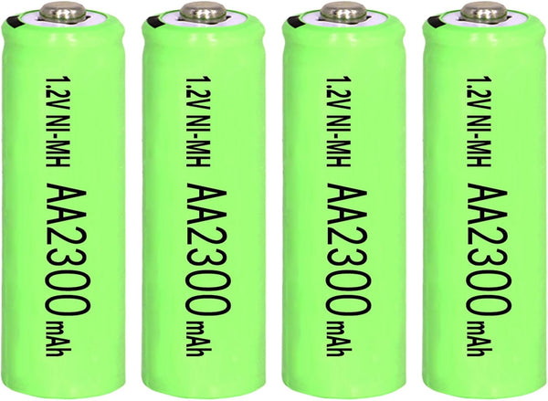 4 Packs Ni-MH AA 2300mAh Rechargeable Batteries, 1.2V Double A High Capacity for microphones, TV remotes, gaming