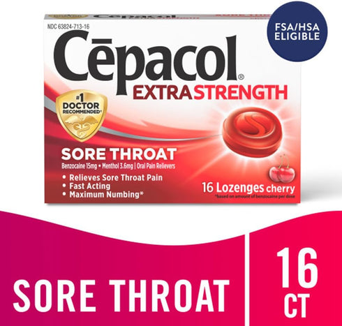 Cepacol Throat Drop Lozenges, Maximum Strength, Cherry, 16 Count